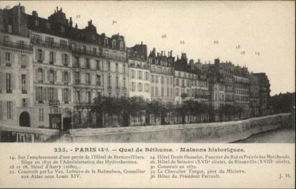 Paris Quai de Bethume Maisons historiques