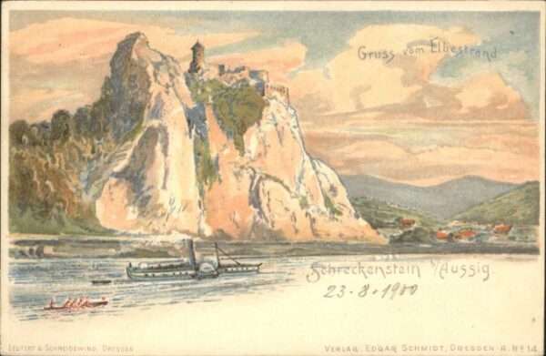 Schreckenstein Burg Strekov Schreckenstein bei Aussig Elbestrand Da