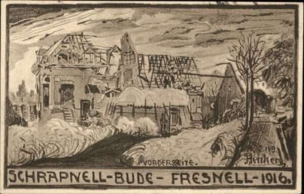 Militaria WK1 Fresnell ? Schrapnell Baude Künstler He