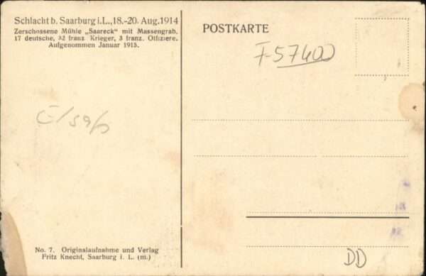 Saarburg Lothringen Schlacht Zerschossene Mühle Saareck – Bild 2