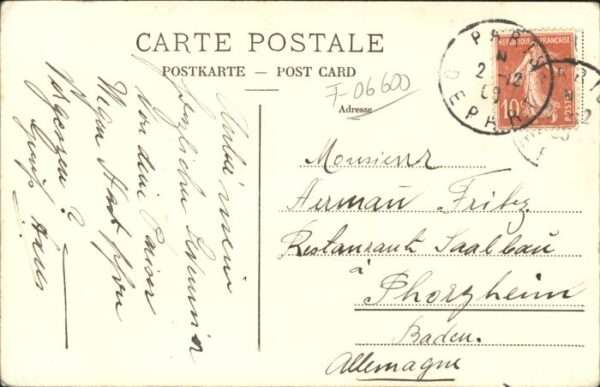 Paris [Handschriftlich] Hotel Nice Kutsche – Bild 2