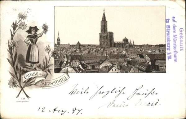 Strasbourg Alsace Strassburg_Elsass Tracht Litho