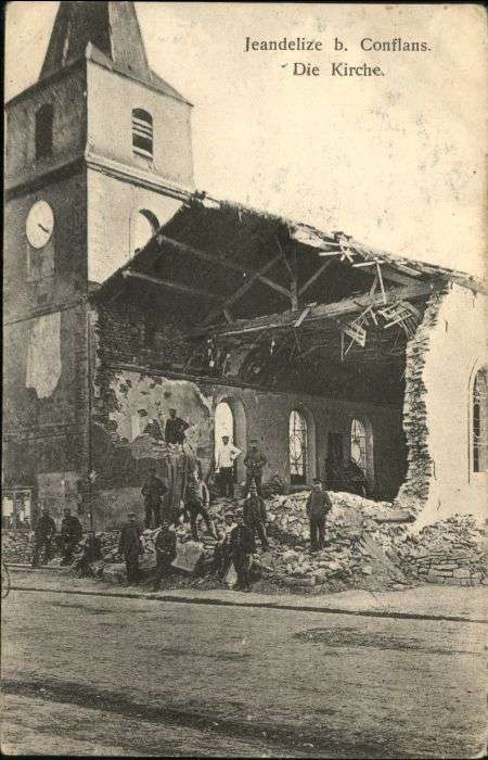 Jeandelize bei Conflans Kirche Zerstörung Soldaten