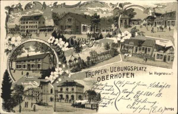 Oberhofen Elsass Truppenübungsplatz bei Hagenau Litho