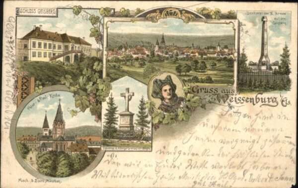 Weissenburg Elsass Schloss Geisberg Tracht Denkmal Grenadi