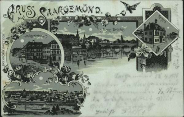 Saargemuend andgerichtsplatz Neue Brücke Rathaus Li