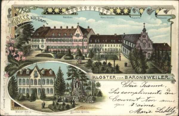 Baronsweiler Kloster Waisenhaus Lourdes-Grotte Litho
