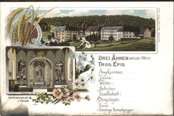 Drei-Aehren Trois-Epis glise Litho
