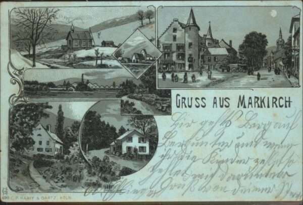 Sainte-Marie-aux-Mines Haut Rhin Markich Mondscheinkarte  Litho