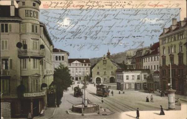 St Gallen SG Hechtplatz Strassenbahn Brunnen