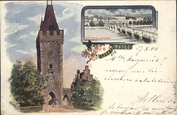 Basel BS Rheinbrücke St Albanthor Künstler Krebs