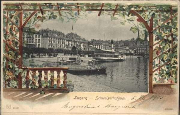 Luzern LU Schweizerhofquai Schiff Prägedruck