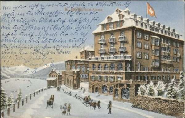 St Moritz GR Hotel Albana Pferdeschlitten