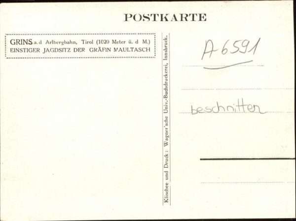 Grins Oesterreich Arlbergbahn Jagdsitz d. Gräfin Maultasc – Bild 2