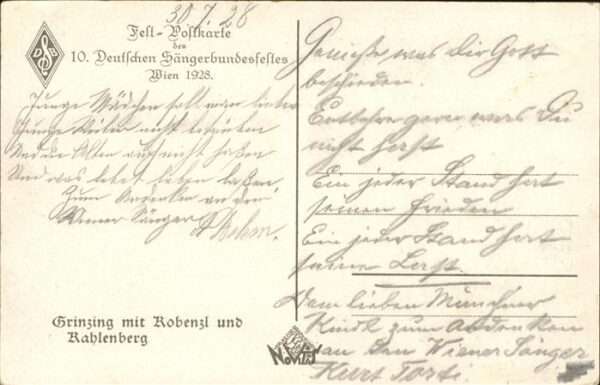 Wien Feldpost Deutsches Sängerbundfest 1928, – Bild 2