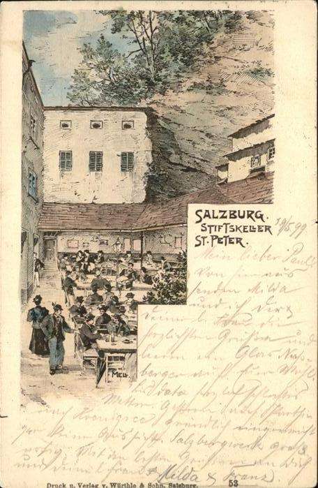 Salzburg Oesterreich Stiftskeller St Peter _ Künstlerkarte