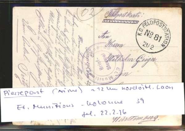 Pierrepont Aisne Teilansicht _ Feldpostkarte – Bild 2