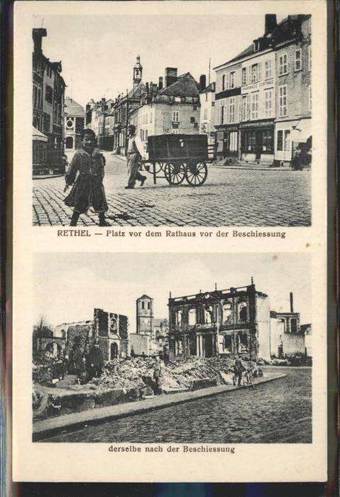 Rethel Ardennes Platz vor dem Rathaus vor Beschiessung