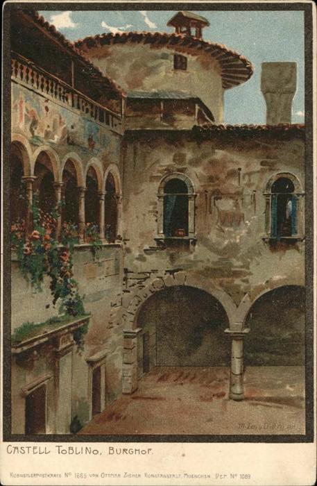 Diemer Zeno Litho Nr. 1665 Castell Toblino Burghof