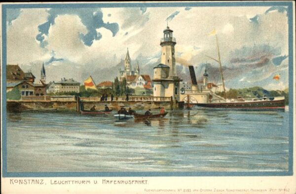 Diemer Zeno Litho Nr. 2193 Konstanz Leuchtturm Seitenradd