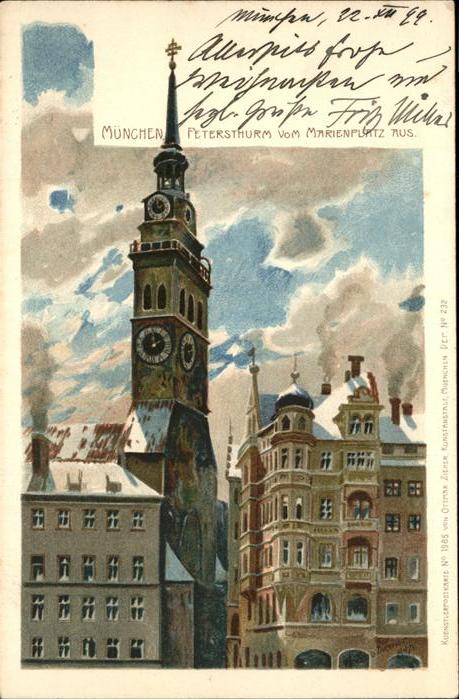 Diemer Zeno Litho Nr. 1985 München Petersturm