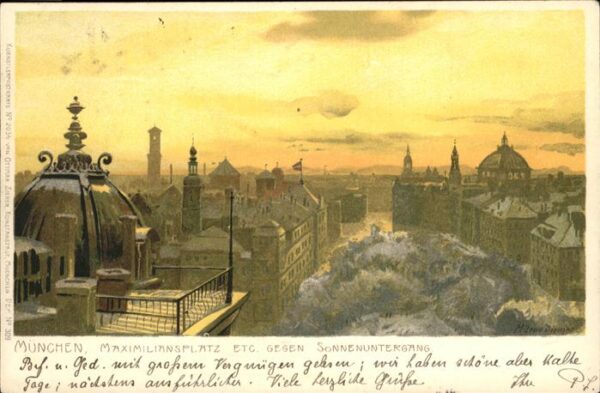 Diemer Zeno Litho Nr. 2054 München Maximiliansplatz Sonne