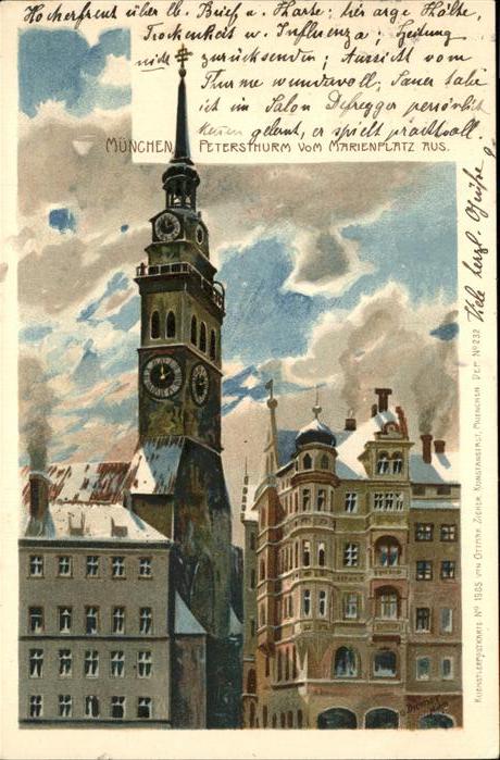 Diemer Zeno Litho Nr. 1985 München Petersturm