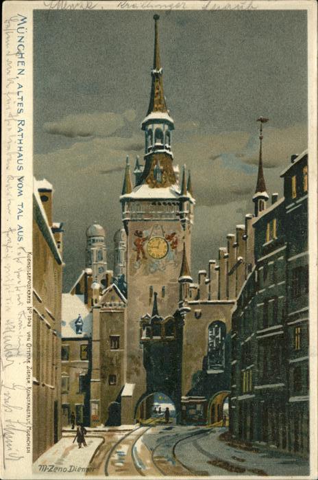 Diemer Zeno Litho Nr. 1043 München altes Rathaus