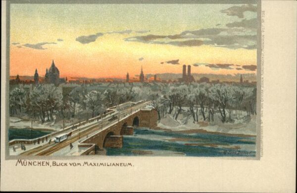 Diemer Zeno Litho Nr. 1044 München Blick vom Maximilianeu