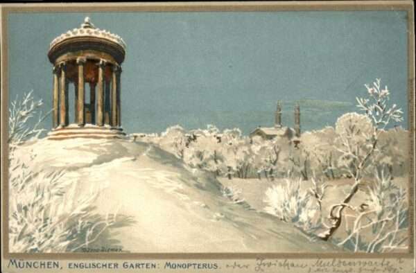 Diemer Zeno Litho Nr. 1037 München Englischer Garten Mono
