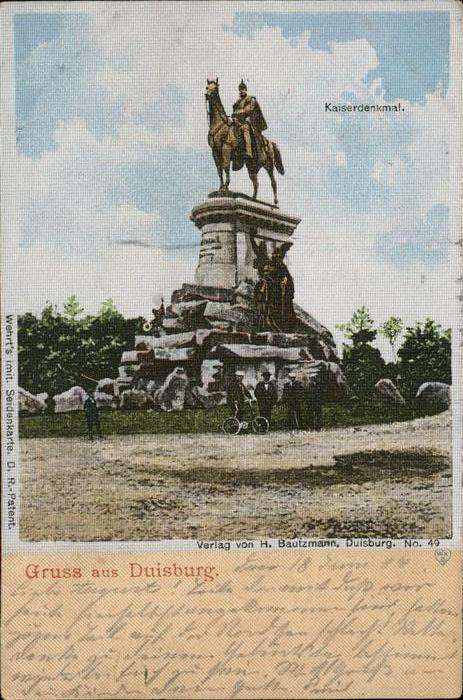 Wilhelm I Duisburg Kaiserdenkmal Seidenkarte