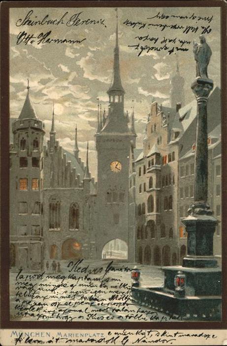 Diemer Zeno Litho Nr. 1042 München Marienplatz