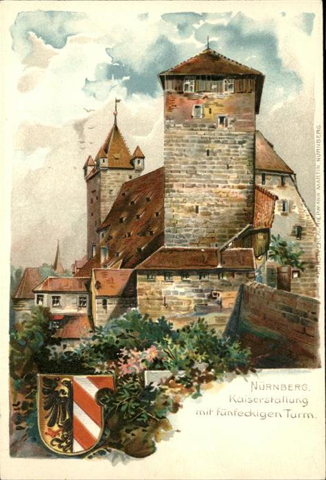 Martin Hermann Litho Nürnberg Kaiserstallung Turm Wappen