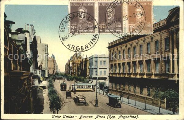 Buenos Aires Calle Callao Stempel auf AK