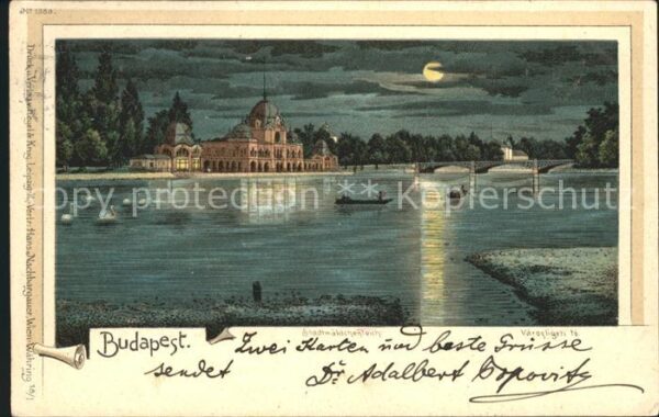 Budapest Stadtwäldchenteich Künstlerkarte