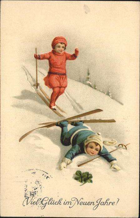 Neujahr Skifahren Kinder