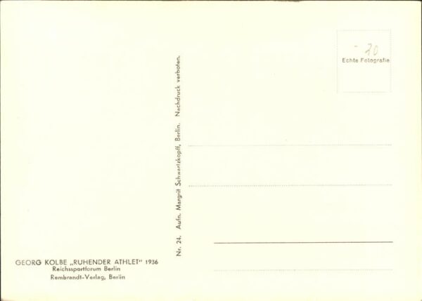 Kuenstlerkarte Georg Kolbe Athlet – Bild 2
