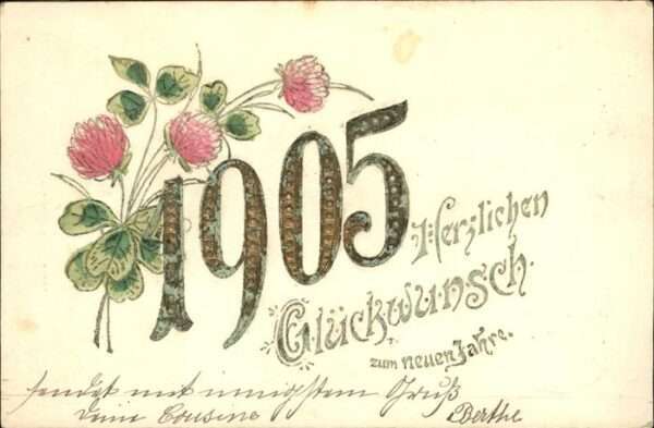 Neujahr Klee Prägedruck