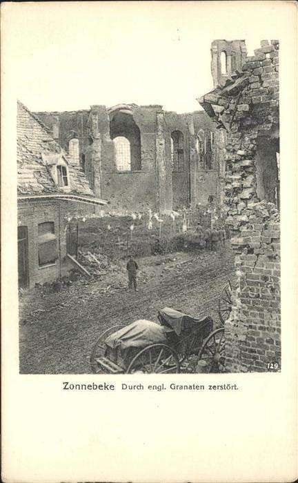 Zonnebeke West-Vlaanderen Durch englische Granaten zerstört