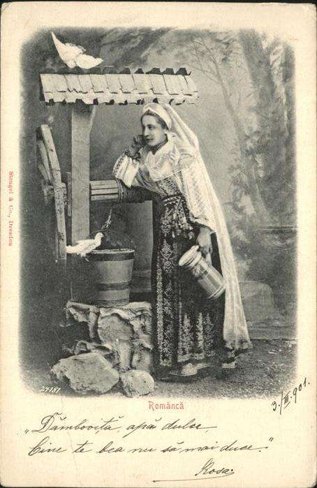 Brunnen SZ Krug Frau Taube