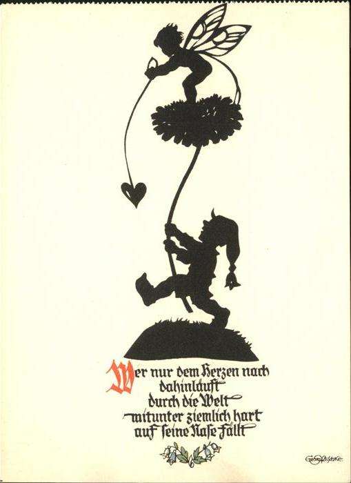 Scherenschnitt Schattenbildkarte Zwerg
