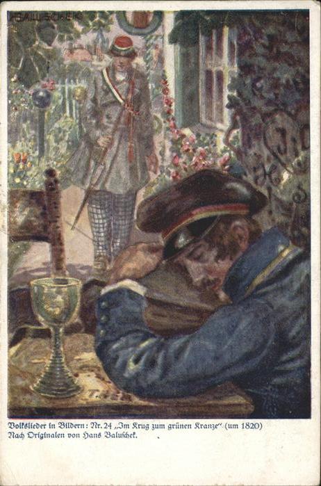 Kuenstlerkarte Hans Baluschek Krug zum grünen Kranze
