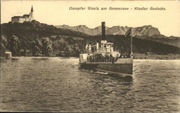 Dampfer Binnenschifffahrt Gisela am Ammersee Kloster Andechs