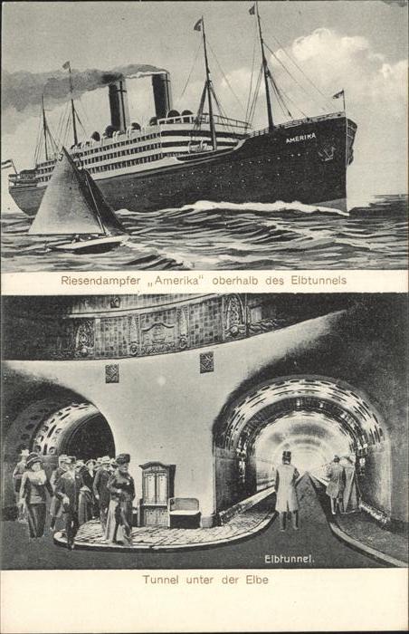 Dampfer Oceanliner Amerika Elbtunnel