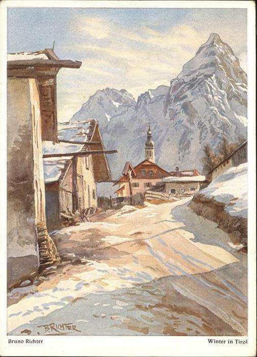 Kuenstlerkarte Bruno Richter Winter in Tirol