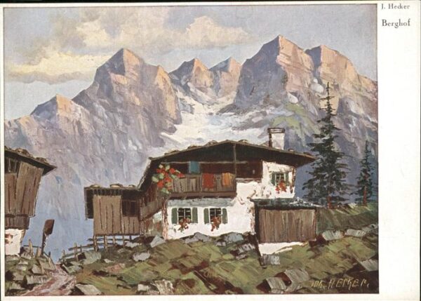 Kuenstlerkarte J Hecker Berghof