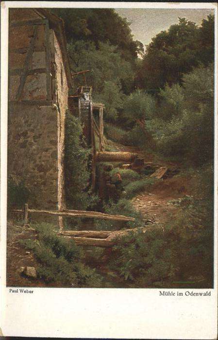 Kuenstlerkarte Paul Weber Mühle im Odenwald
