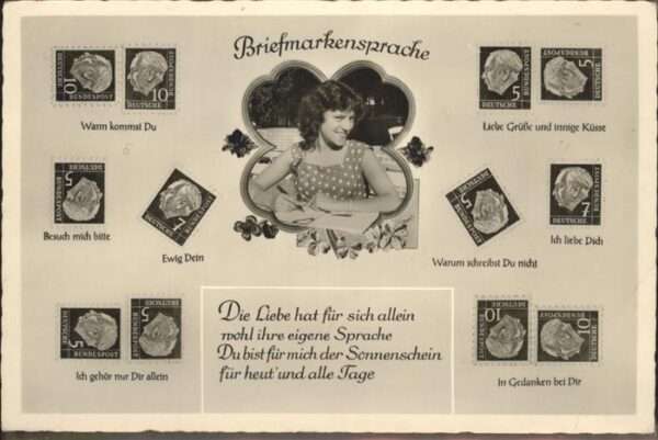 Briefmarken auf Postkarte