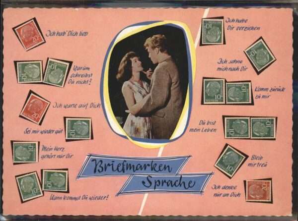 Briefmarken auf Postkarte
