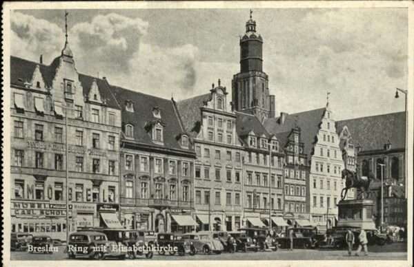 Breslau Niederschlesien Ring Elisabethkirche Autos